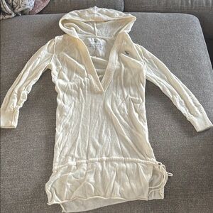 Cream Hooded Sweater Dress